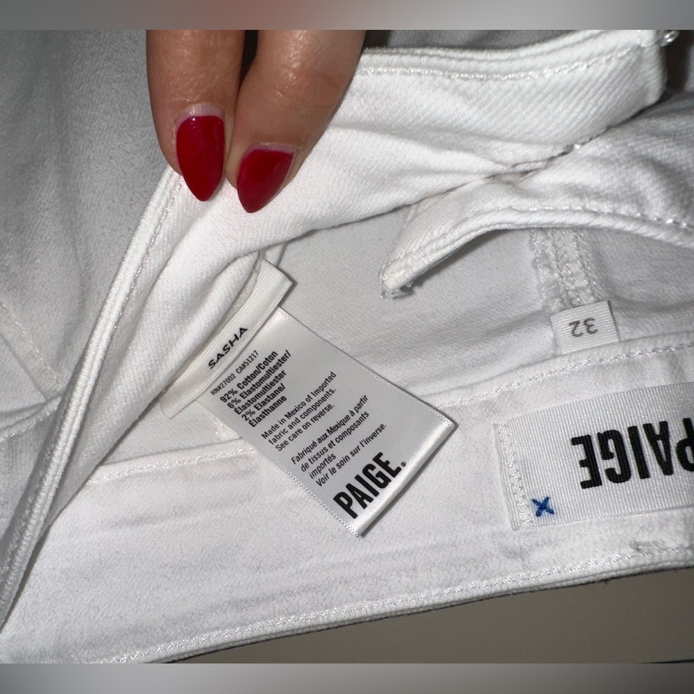 PAIGE Pearl White Sasha Wide Leg Jeans Size 32 - Picture 15 of 15